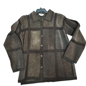 IDI by Mathew H Brown Suede Leather Crochet Trim Jacket Size L